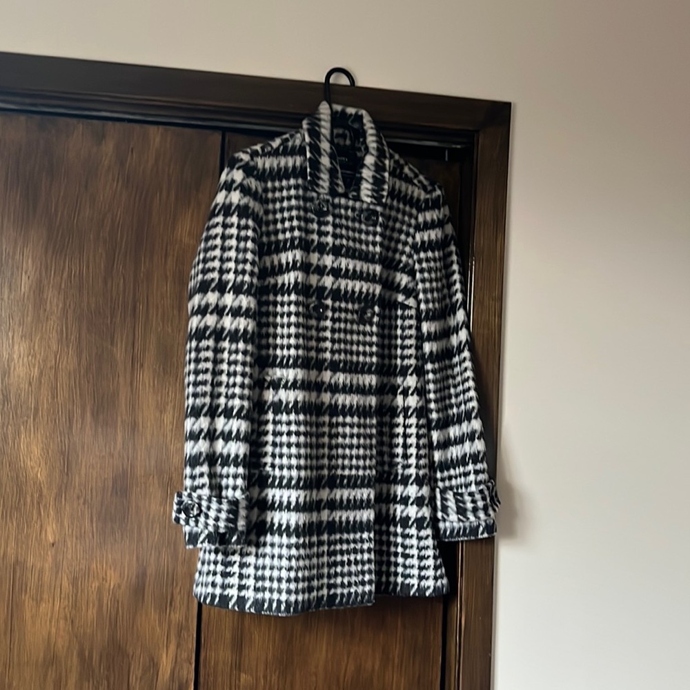 Mexx Vintage Wool blend houndstooth 3/4 length coat